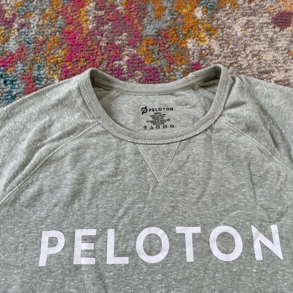 Women's Peloton Graphic Logo Lightweight Sweatshirt Cycling Green Pullover - Picture 3 of 5
